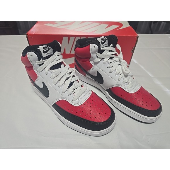 Nike Court Vision Mid Men's Shoes Red White Black Size 8 New - Picture 1 of 5